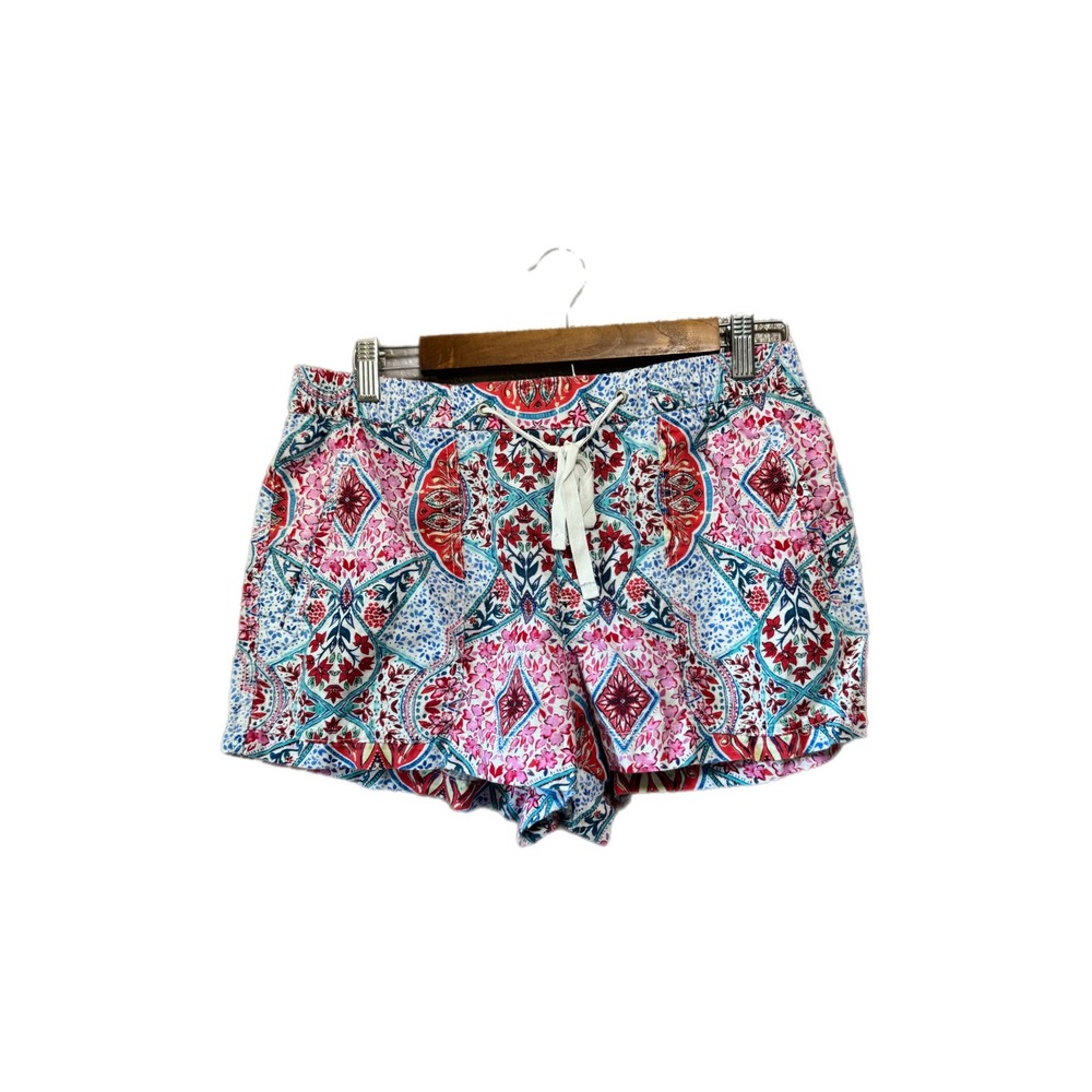 Gap Linen Blend Shorts Womens Medium Pink Red Blue Medallion Floral Excellent